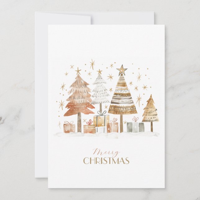 Cartes Pour Fêtes Annuelles Black white hand-drawn pastel trees Christmas (Devant)