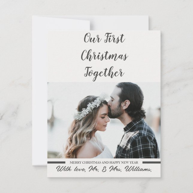 Cartes Pour Fêtes Annuelles Black & White Notre première photo de Noël (Devant)