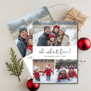 Cartes Pour Fêtes Annuelles Black & White Oh What Fun Christmas Family 4 Photo