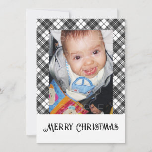 Cartes Pour Fêtes Annuelles Black white tartan plaid hiver photo de Noël