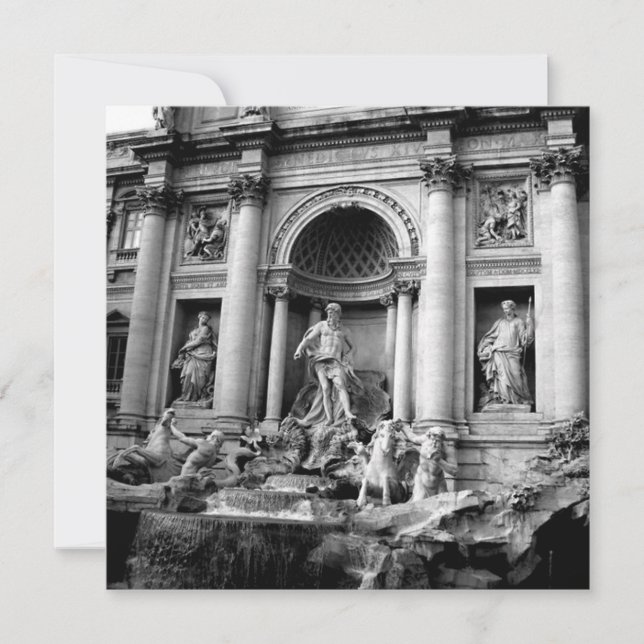 Cartes Pour Fêtes Annuelles Black White Trevi Fountain Rome Travel Photography (Devant)
