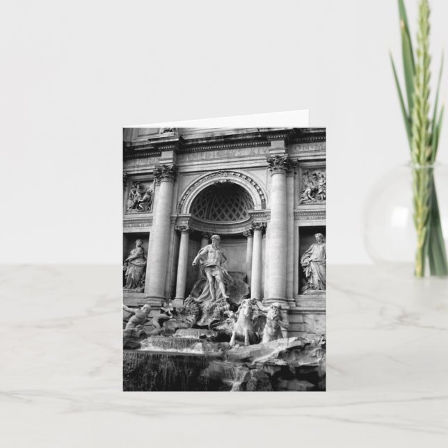 Cartes Pour Fêtes Annuelles Black White Trevi Fountain Rome Travel Photography (Devant)