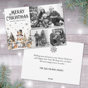 Cartes Pour Fêtes Annuelles Black White Winter Elegant Photo