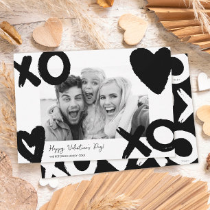Cartes Pour Fêtes Annuelles Black white xo coeur photo valentine jour