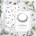 Cartes Pour Fêtes Annuelles Black Winter Berry Wreath Joyeux Noël Script H<br><div class="desc">Quelle meilleure façon de répandre la joie des fêtes qu'avec notre Black Winter Berry Wreath Joyeux Noël Carte? Cette belle carte présente une couronne moderne, noire et blanche, ornée d'éléments botaniques comme des cônes de pin et des baies. Le mot "Merry" est écrit avec élégance dans une police de script,...</div>