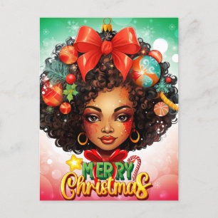Cartes Pour Fêtes Annuelles Black Woman Melanin Arbre de Noël Ornements de Noë