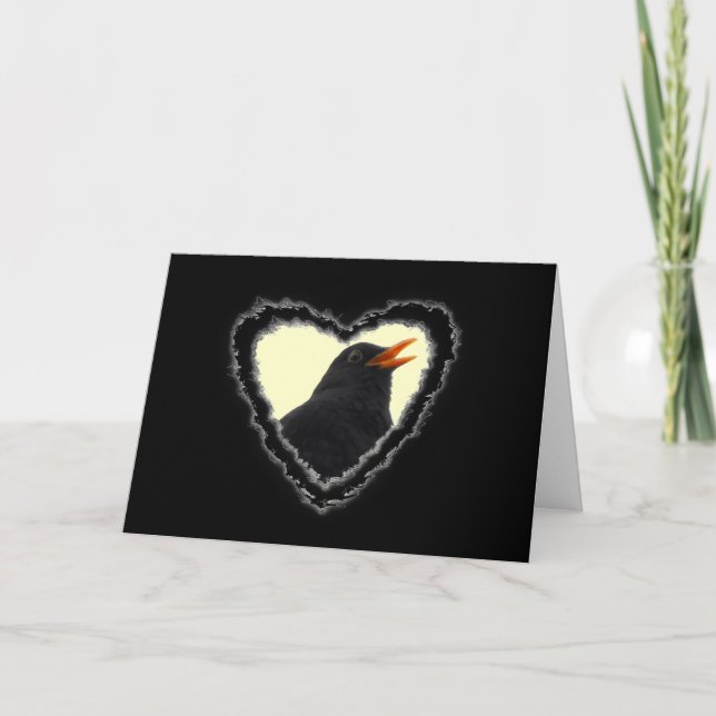 Cartes Pour Fêtes Annuelles Blackbird Heart Valentine Romance Love Card (Devant)