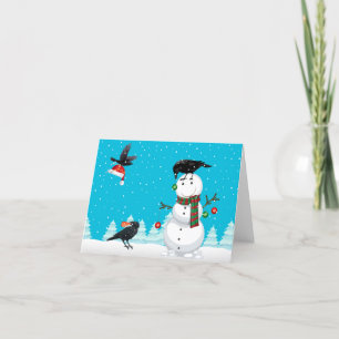 Cartes Pour Fêtes Annuelles Blackbirds décorant Snowman Ravers Noël