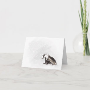 Cartes Pour Fêtes Annuelles Blaireau dans rafale de neige