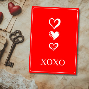 Cartes Pour Fêtes Annuelles Blanc Chic Xoxo Trois Cœurs Découpés Étiquettes