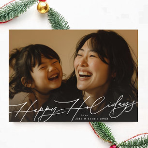 Cartes Pour Fêtes Annuelles Blanc Classique Éclat Photo Joie suprême