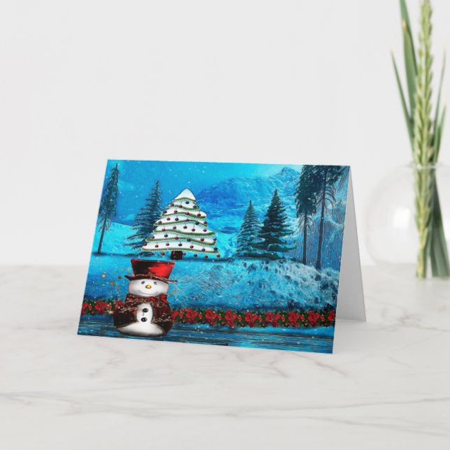 Cartes Pour Fêtes Annuelles BLANC de gens de Noël de lac winter (Devant)