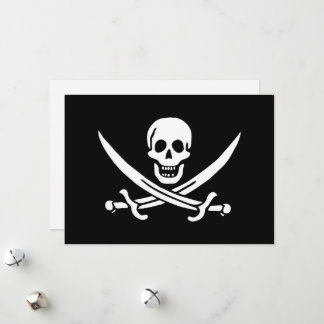 Cartes Pour Fêtes Annuelles Blanc, Drapeau de pirate Calico Jack, Crâne et sab