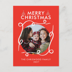 Cartes Pour Fêtes Annuelles Blanc Fantaisiste Gribouillis Cercle Photo Noël