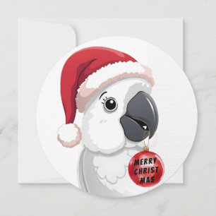 Cartes Pour Fêtes Annuelles Blanc festif et rouge Noël Cute Santa Perroquet