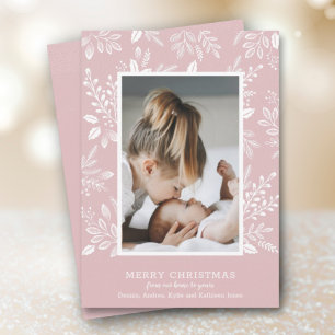 Cartes Pour Fêtes Annuelles Blanc Joyeux Noël Dusty rose Photo