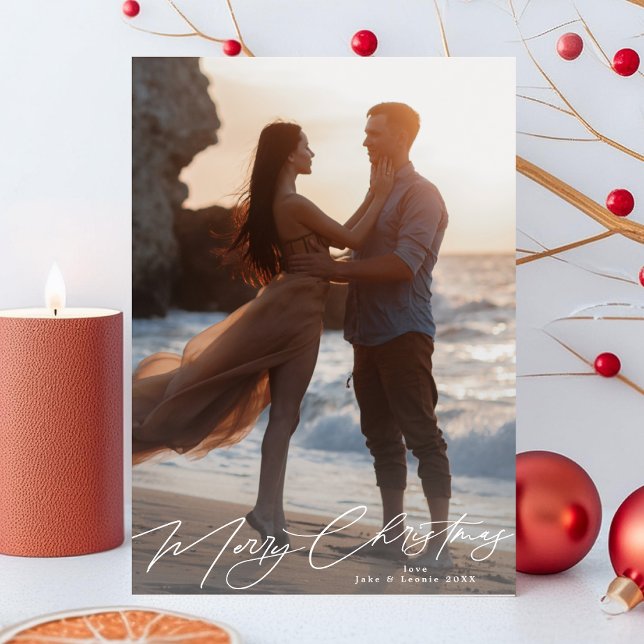 Cartes Pour Fêtes Annuelles Blanc Joyeux Noël Elegant Splendor Photo (Créateur téléchargé)