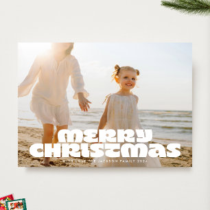 Cartes Pour Fêtes Annuelles Blanc MODERNE BOLD Joyeux Noël Typographie Photo