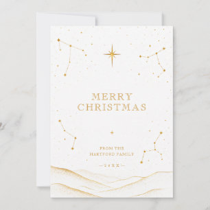 Cartes Pour Fêtes Annuelles Blanc Moderne Céleste Noël Or TMF26