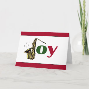 Cartes Pour Fêtes Annuelles Blanc rouge de joie de saxophone