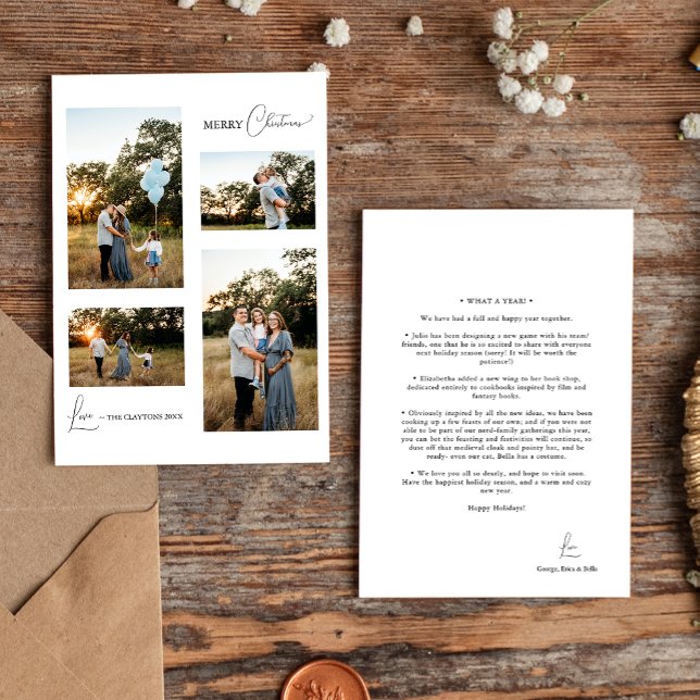 Cartes Pour Fêtes Annuelles Blanc Simple moderne Noël Quatre photos Collage (Créateur téléchargé)