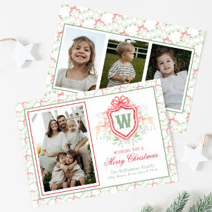 Cartes Pour Fêtes Annuelles Blason de monogramme de rennes grandmillennial à l