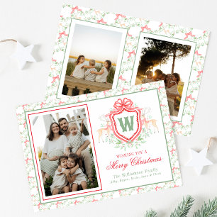 Cartes Pour Fêtes Annuelles Blason de monogramme de rennes grandmillennial à l