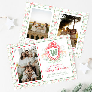 Cartes Pour Fêtes Annuelles Blason de monogramme de rennes grandmillennial à l