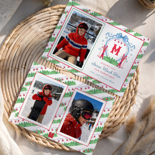 Cartes Pour Fêtes Annuelles Blason Monogramme de Gondole à l'aquarelle et au s