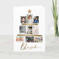 Blessé Gold Script Christmas Tree Photo Collage
