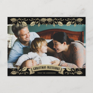 Cartes Pour Fêtes Annuelles Blessures de Noël en or noir Photo chrétienne