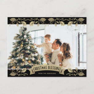 Cartes Pour Fêtes Annuelles Blessures de Noël en or noir Photo chrétienne