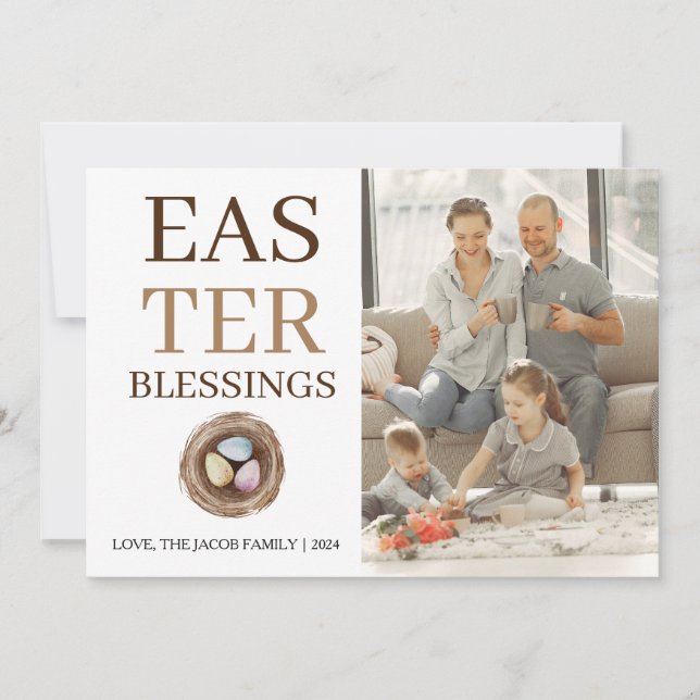Cartes Pour Fêtes Annuelles Blessures de Pâques modernes et élégantes Script P (Devant)