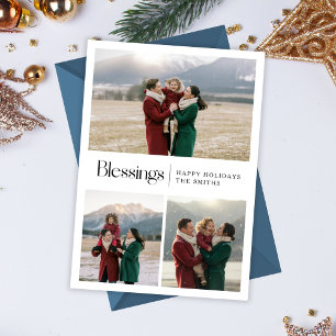 Cartes Pour Fêtes Annuelles Blessures Élégant Script Famille Photo de Noël