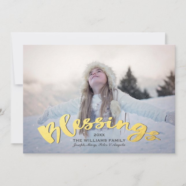 Cartes Pour Fêtes Annuelles Blessures Faux Gold Script Vacances Noël Photo (Devant)