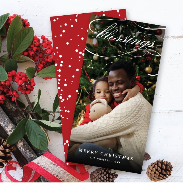 Cartes Pour Fêtes Annuelles Blessures Script Noël Religieux Élégant Photo (Créateur téléchargé)