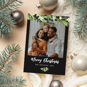 Cartes Pour Fêtes Annuelles Bleu Berry Green Photo Joyeux Noël