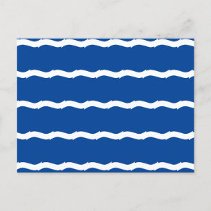 Cartes Pour Fêtes Annuelles Bleu blanc vagues rayures motif nautique