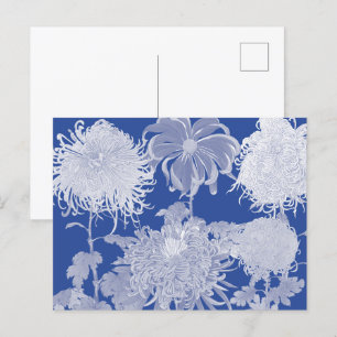 Cartes Pour Fêtes Annuelles Bleu Blanc Vintage Chinoiserie Motif Floral