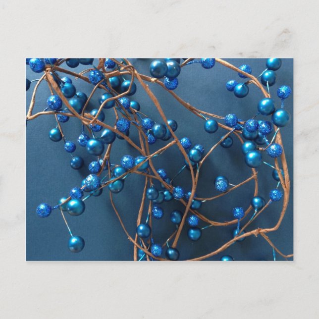 Cartes Pour Fêtes Annuelles Bleu brillant Berries d'hiver (Devant)