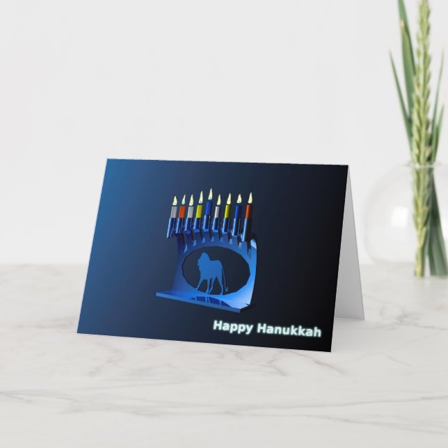 Cartes Pour Fêtes Annuelles Bleu brillant Chanukkah Menorah (Devant)