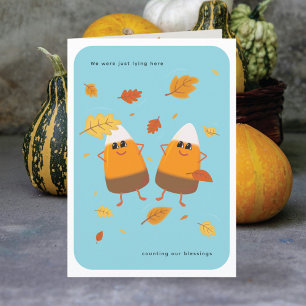 Cartes Pour Fêtes Annuelles Bleu Ciel Couple de Maïs en Chocolat Automne
