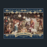 Cartes Pour Fêtes Annuelles Bleu crèche scène Christian Noël Photo<br><div class="desc">Célébrez les fêtes avec cette carte postale de Noël religieuse bleue qui met en vedette la crèche.</div>