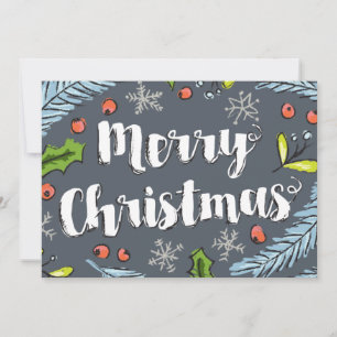 Cartes Pour Fêtes Annuelles Bleu Dusty Joyeux Boughs d'épinette de Noël