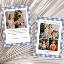 Bleu Gingham Carreaux 4 Photo Joyeux Noël