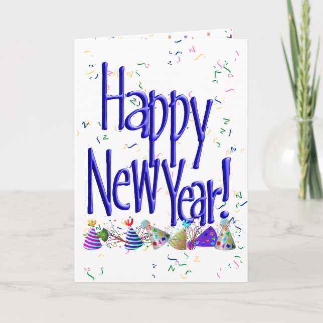 Cartes Pour Fêtes Annuelles Bleu JEUX NOUVEL AN ! (Devant)