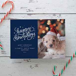 Cartes Pour Fêtes Annuelles Bleu Joyeux Howlidays Noël