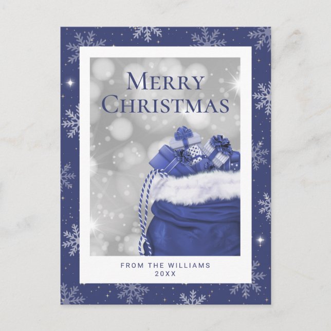 Cartes Pour Fêtes Annuelles Bleu Joyeux Noël Snowflake (Devant)