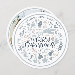 Cartes Pour Fêtes Annuelles Bleu Joyeux Noël Typographie personnalisée