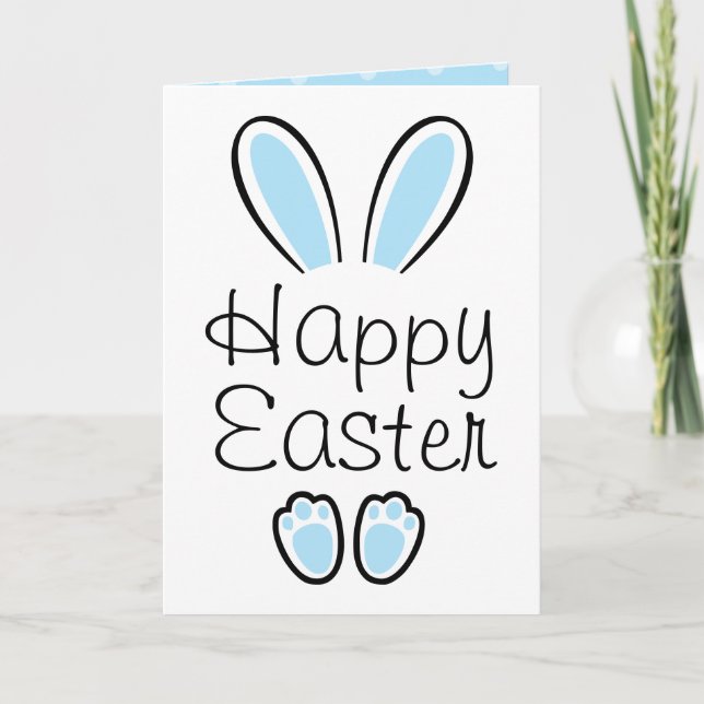 Cartes Pour Fêtes Annuelles Bleu lapin Oreilles et orteils Bébé Garçon Premièr (Devant)